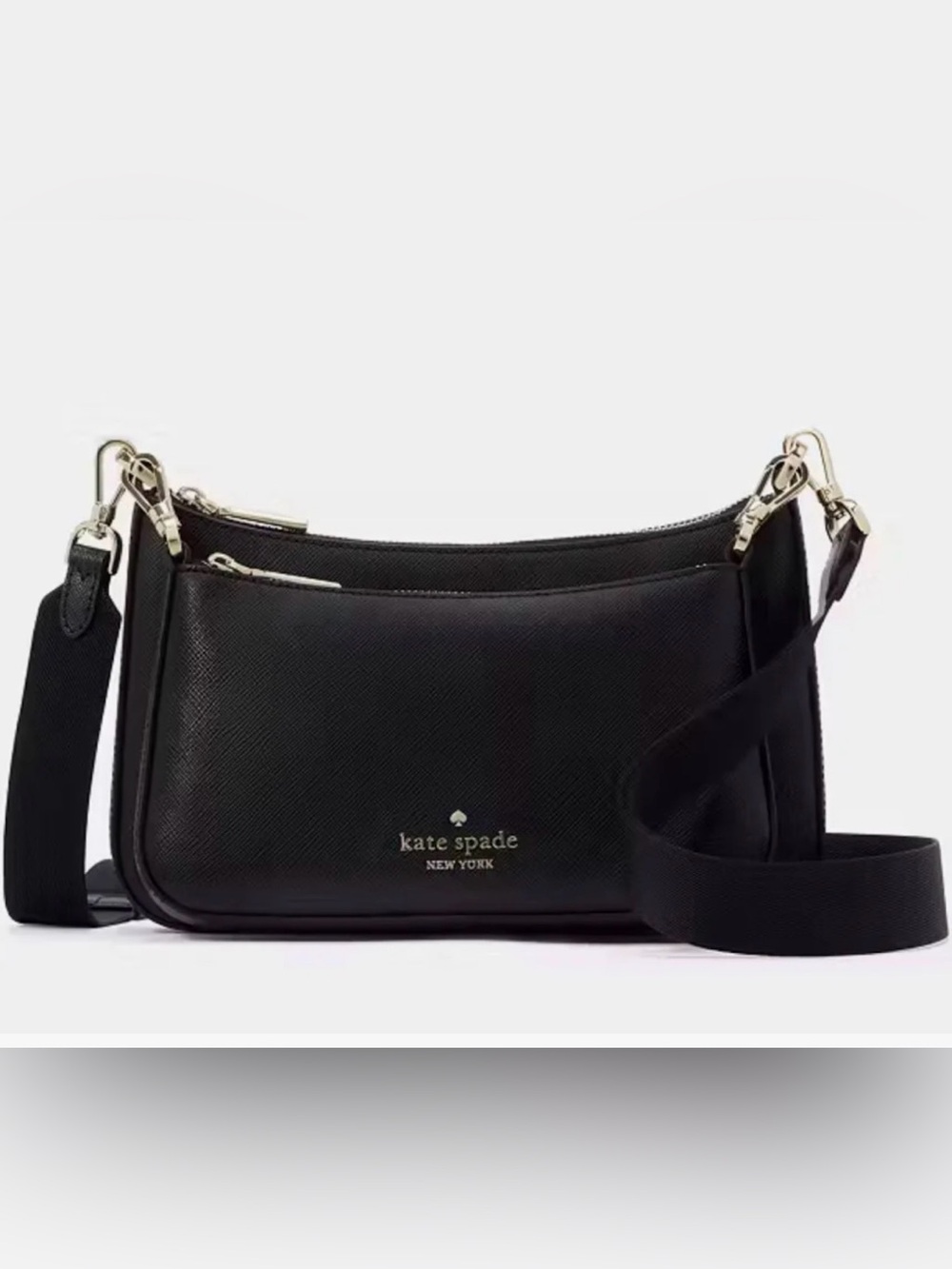 kate spade New York Black Duet Crossbody, Saffiano Leather, New with tags